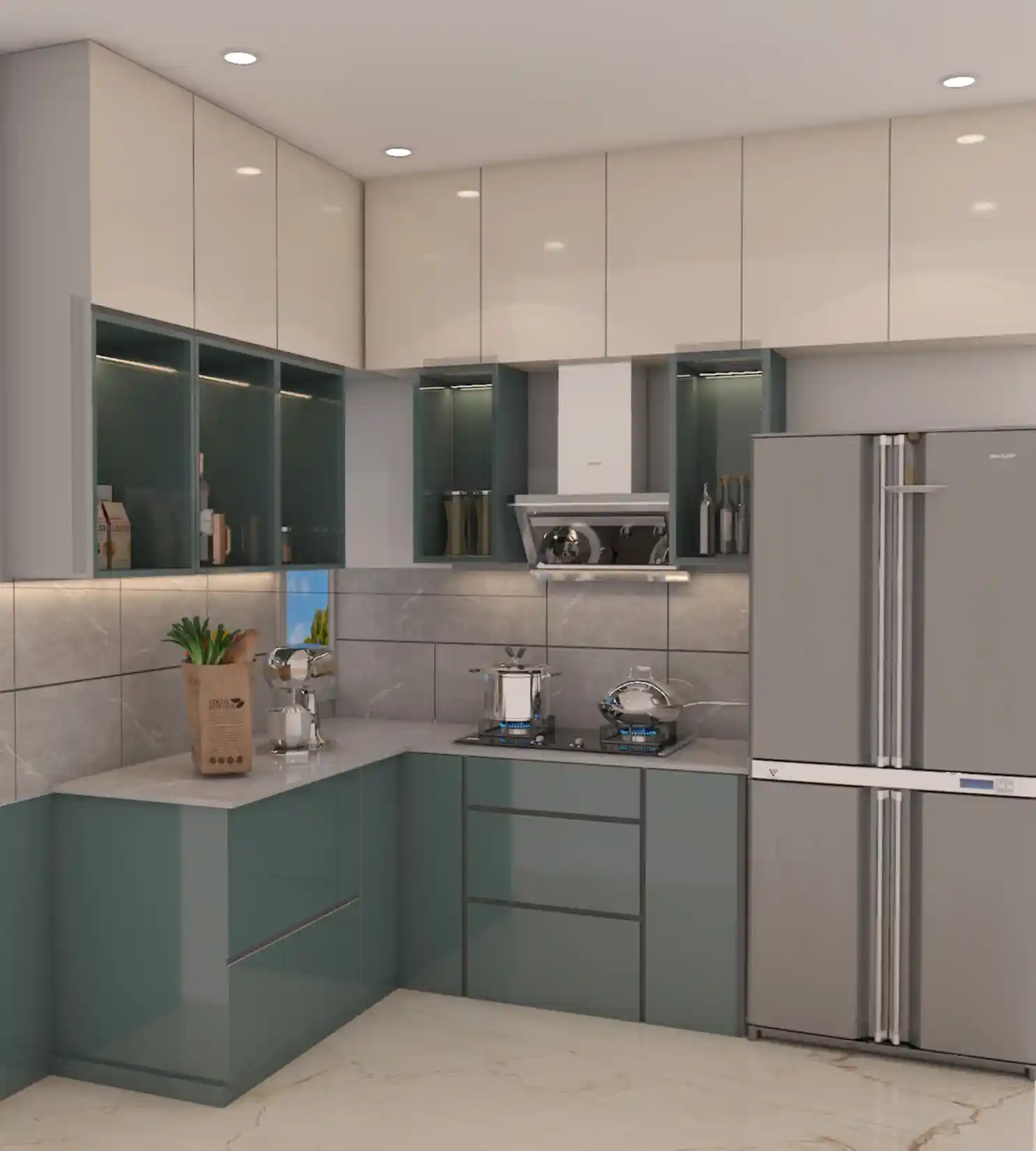 L shaped modular kitchen designs